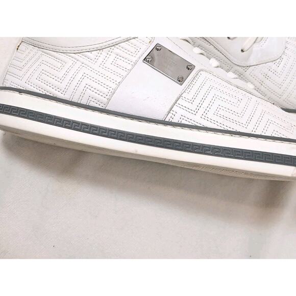 Versace Leather Sneakers Low Top Trainers Men Euro 42 9 White Greek Pattern Logo main image 7